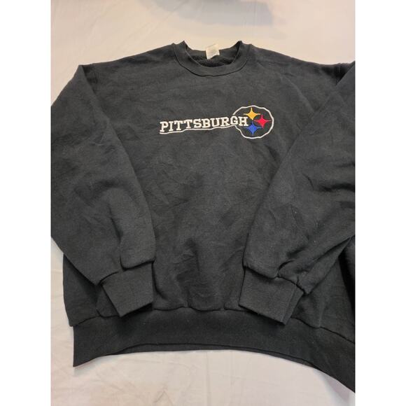 Pittsburgh Steelers Vintage Jerzees Tag Men's Black Size Large Crewneck... - Picture 1 of 5